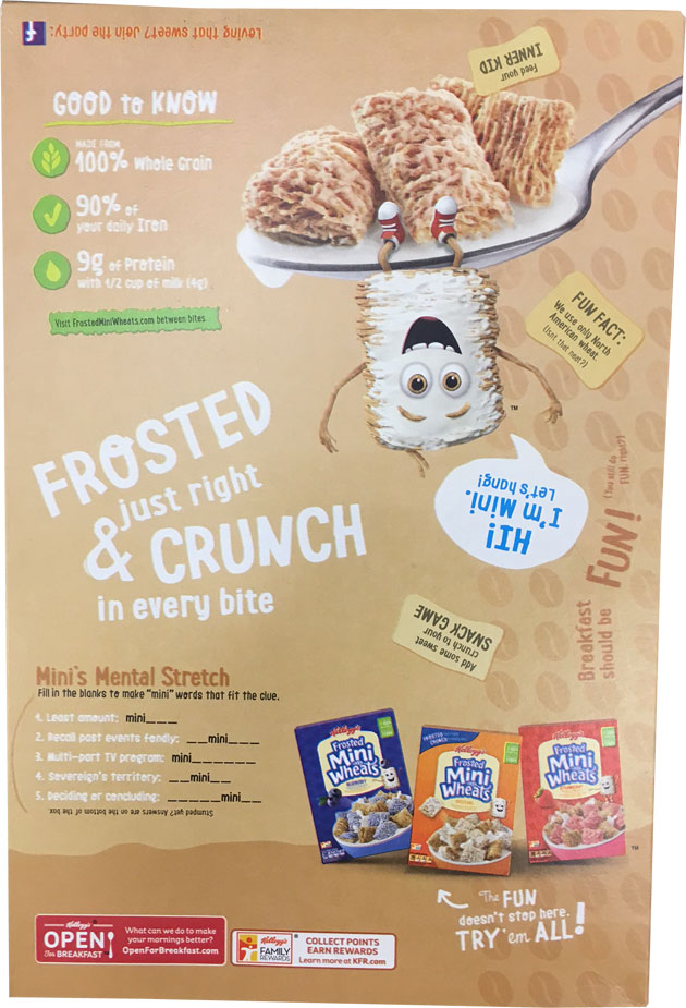 Vanilla Latte Frosted Mini-Wheats Cereal Box - Back